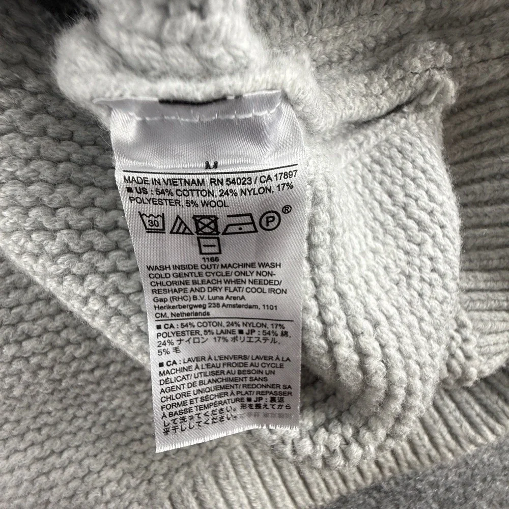 Banana Republic Gray Chunky Knit Crew Neck Sweater Womens Medium High Low Hem